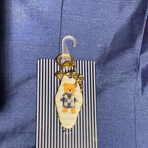 Amazing find💥Striped Bear Keychain with Gold Accents as little bow and heart !!!